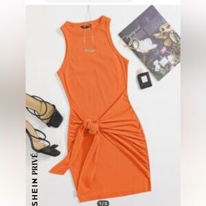 Sleeveless mini dress-orange